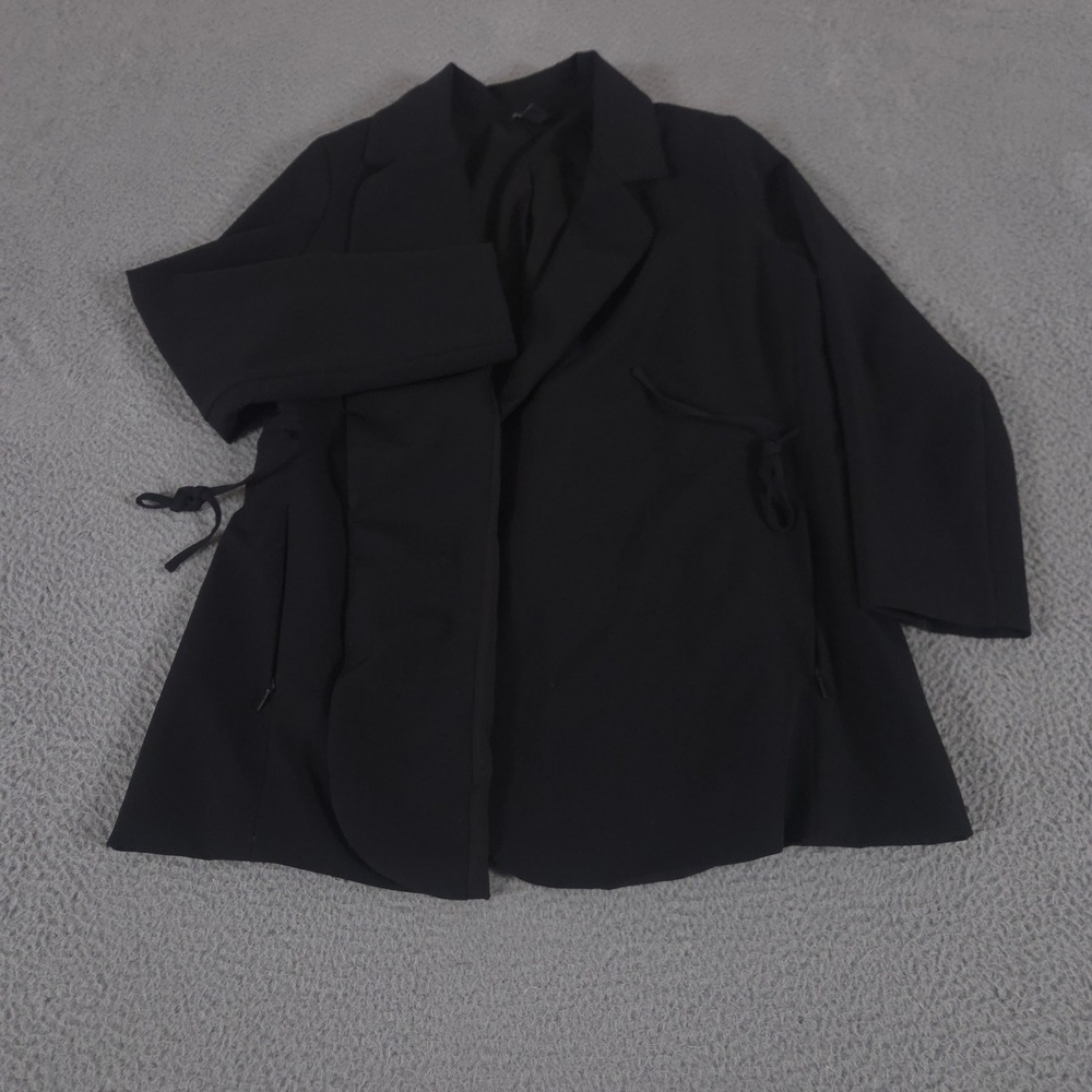 Athleta Blazer Women 18 Black Primatwill Open Front Cinched Waist Stretch Jacket